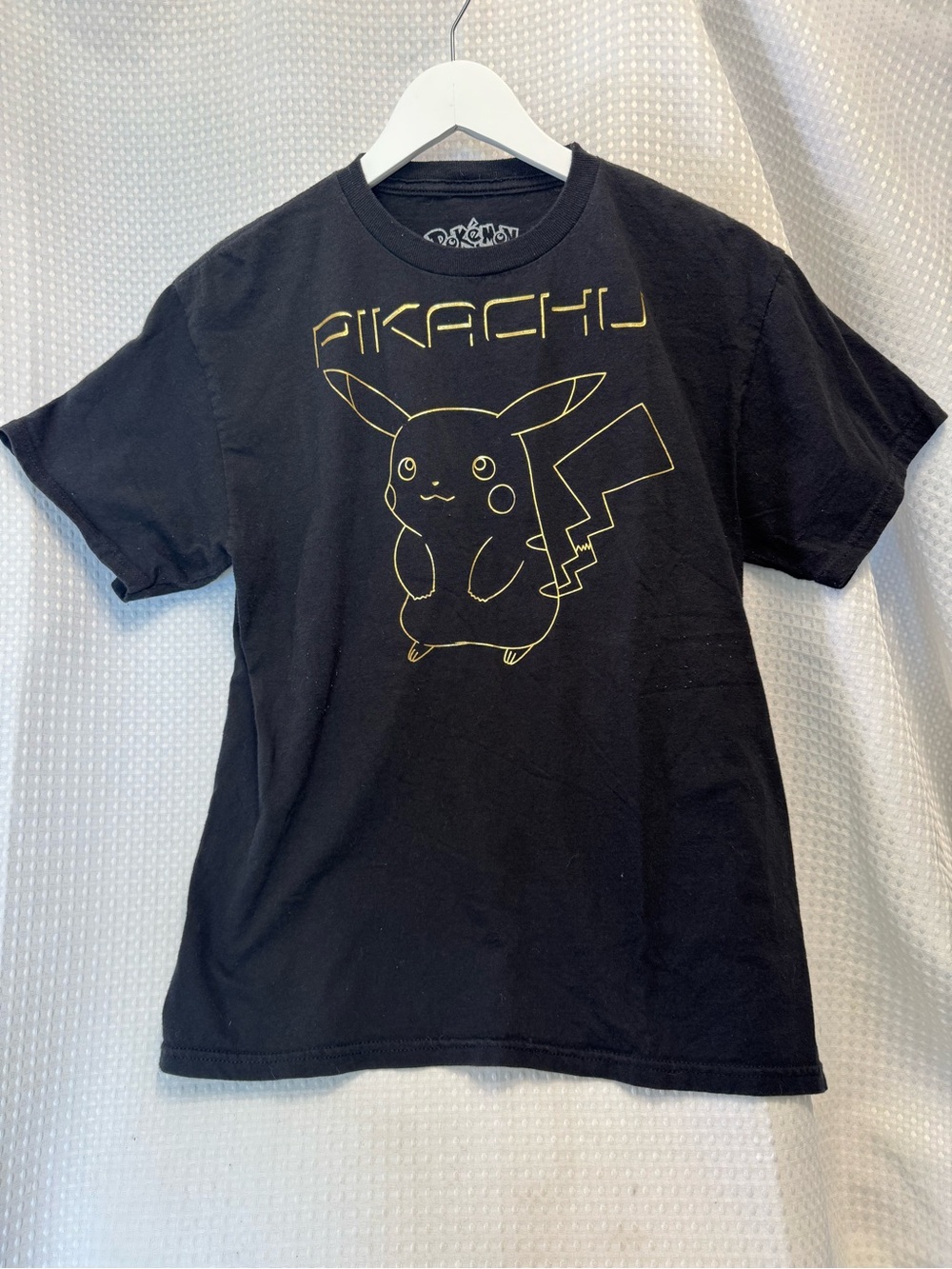 Pokemon Black Tee with Yellow Pikachu Outline